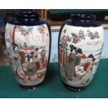 PAIR OF 1930s HANDPAINTED AND GILDED CERAMICS VASES,