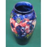 MOORCROFT TUBE LINED CLEMATIS PATTERN CERAMIC VASE. INTAILED W.M.