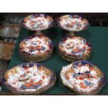 ROYAL CROWN DERBY HANDPAINTED AND GILDED EIGHTEEN PIECE DESSERT SERVICE