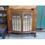 WALNUT ART DECO STYLE TWO DOOR GLAZED DISPLAY CABINET