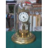 FRENCH STYLE BRASS MANTLE CLOCK UNDER GLASS DOME