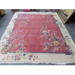 1940s FLORAL DECORATED FLOOR RUG,