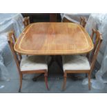 ANTIQUE MAHOGANY INLAID TILT TOP TABLE WITH FOUR INLAID CHAIRS