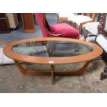 TEAK GLASS TOPPED COFFEE TABLE