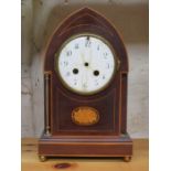 EDWARDIAN MAHOGANY INLAID MANTEL CLOCK,