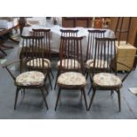 SET OF SIX (FOUR AND TWO) ERCOL GOLDSMITH HIGH BACK DINING CHAIRS