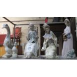 TWO LLADRO FIGURES (AT FAULT) PLUS TWO OTHER FIGURES