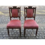 PAIR OF CARVED MAHOGANY UPHOLSTERED CHAIRS