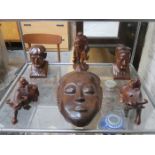 AFRICAN STYLE WALL TREEN MASK, PAIR OF BUSTS,