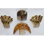 FIVE VARIOUS VINTAGE TORTOISE SHELL HAIR CLIPS