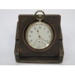 935 SILVER OMEGA POCKET WATCH WITHIN CARVED WOODEN FRAME