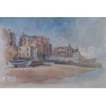 DAVID SHIERS FRAMED WATERCOLOUR - THE BEACH AT CROMER.