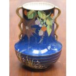 CARLTON WARE SPIDERS WEB PATTERN TWO HANDLED VASE (AT FAULT),