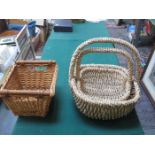 THREE WICKER BASKETS