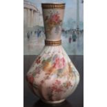 ROYAL WORCESTER BLUSH IVORY HANDPAINTED GILDED AND FLORAL DECORATED CERAMIC VASE (AT FAULT), No1452,