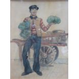 TOM BROWN FRAMED WATERCOLOUR - THE CABBAGE SELLER.