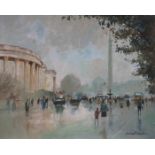 GEORGE THOMPSON UNFRAMED OIL ON BOARD DEPICTING WILLIAM BROWN STREET.