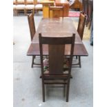 OAK DRAW LEAF DINING TABLE AND FOUR CHAIRS