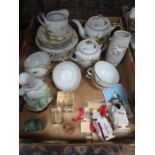 MIXED LOT INCLUDING EGGSHELL TEAWARE AND VARIOUS ORIENTAL FIGURES PLUS JADE EFFECT BUDDHA, ETC.