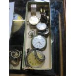 PARCEL OF VARIOUS SILVER AND SILVER COLOURED WRISTWATCHES AND POCKET WATCHES, ETC.