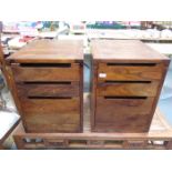 PAIR OF MODERN STAINED SOLID WOOD THREE DRAWER FILING CHESTS