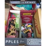 MIXED LOT OF VARIOUS CHESS PIECES, DIECAST CARS, ETC.