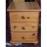 PINE THREE DRAWER BEDSIDE CHEST