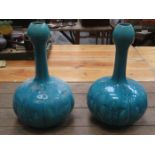 PAIR OF VICTORIAN STYLE FLORAL GLAZED POTTERY VASES, NUMBERED 1251 TO BASE,