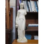 ANTIQUE GOOD QUALITY MARBLE EFFECT FIGURE DEPICTING HEBE GODDESS OF YOUTH NUMBERED 926 TO BASE,