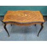 REPRODUCTION ITALIAN STYLE FLORAL INLAID AND ORMOLU MOUNTED COFFEE TABLE