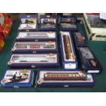 BACHMANN GROUP OF OO GAUGE COACHES, GOODS WAGONS AND TANK LOCOMOTIVE,