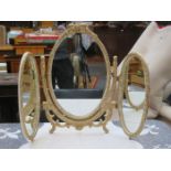 CREAM COLOURED THREE FOLD MIRROR