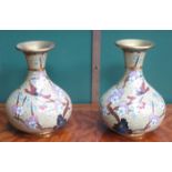 PAIR OF FLORAL DECORATED JAPANESE CLOISONNE VASES