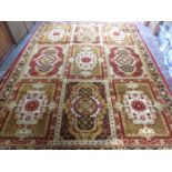 VINTAGE LARGE HENOS DECORATIVE RED FLOOR RUG,