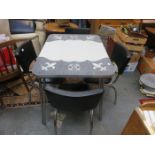 ART DECO STYLE 1920s ? CHROME KITCHEN DINING TABLE AND FOUR UPHOLSTERED CHAIRS