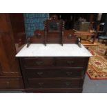 MAHOGANY MARBLE TOPPED WASHSTAND (AT FAULT)