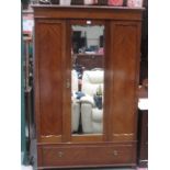 MAHOGANY SINGLE DOOR MIRROR FRONTED WARDROBE