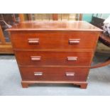 MAHOGANY ART DECO STYLE CHEST OF THREE DRAWERS