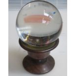 VICTORIAN FORTUNE TELLERS CRYSTAL BALL ON ROSEWOOD STAND