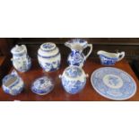 PARCEL OF SPODE AND OTHER BLUE AND WHITE CERAMICS