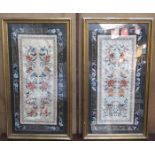 PAIR OF MIDDLE EASTERN/ORIENTAL STYLE FRAMED FLORAL EMBROIDERED ON SILK,