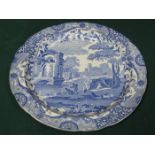 LARGE SPODE BLUE ITALIAN CERAMIC SHALLOW BOWL,