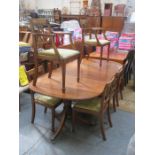 REPRODUCTION DINING TABLE WITH ONE LEAF AND EIGHT DINING CHAIRS