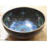 DECORATIVE ORIENTAL CLOISONNE BOWL DECORATED WITH DRAGONS,