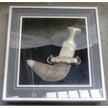 FRAMED SILVER COLOURED KUKRI KNIFE