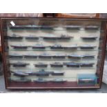 QUANTITY OF ATLAS MODEL BOATS IN DISPLAY CASE,