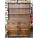 OAK PRIORY STYLE KITCHEN DRESSER AND PLATE RACK