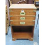 REPRODUCTION THREE DRAWER BRASS MOUNTED CAMPAIGN CHEST