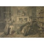 OAK FRAMED MONOCHROME ETCHING/ENGRAVING BY W DENDY SADLER- PLAINTIFF & DEFENDANT,