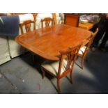 ANTIQUE MAHOGANY INLAID TILT TOP TABLE WITH FOUR INLAID CHAIRS